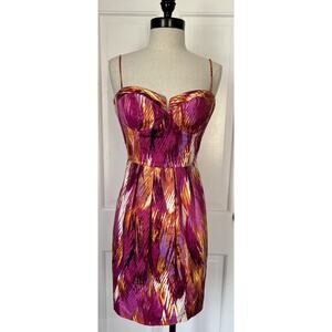 Bisou Bisou Pink Print Spaghetti Strap Dress Womens 4